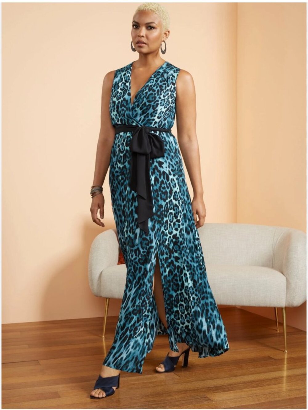 New York & Company Leopard Print Maxi Dress XL EUC POCKETS
